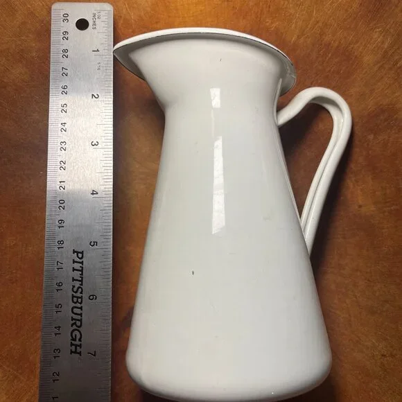 White Farmhouse Ceramic Pitcher - Picture 6 of 9